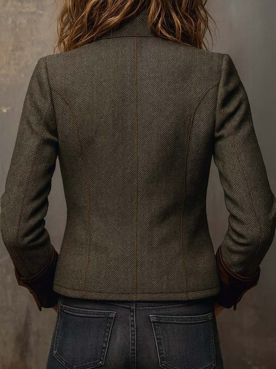 Honoria | Blazer Vintage cu Model Chevron
