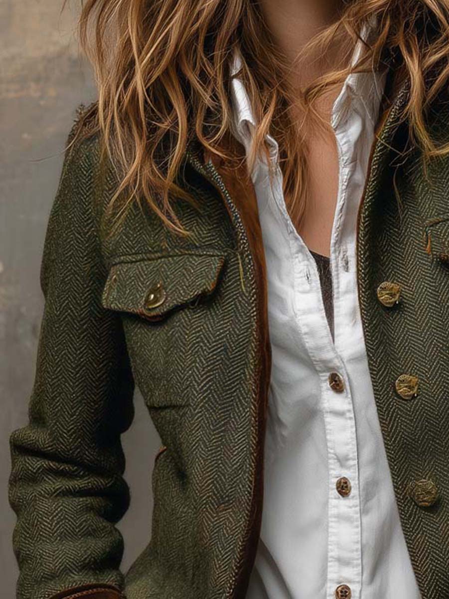 Honoria | Blazer Vintage cu Model Chevron
