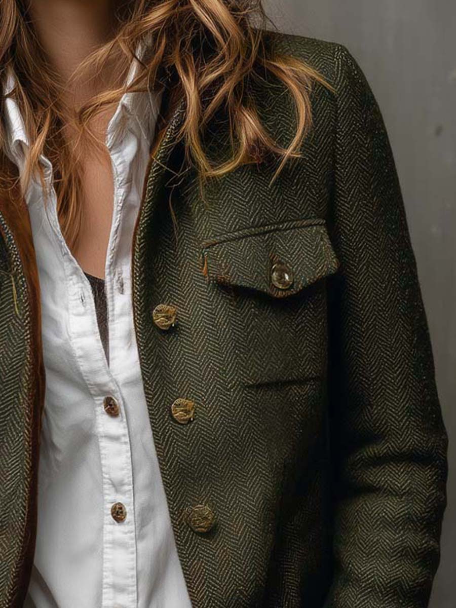 Honoria | Blazer Vintage cu Model Chevron