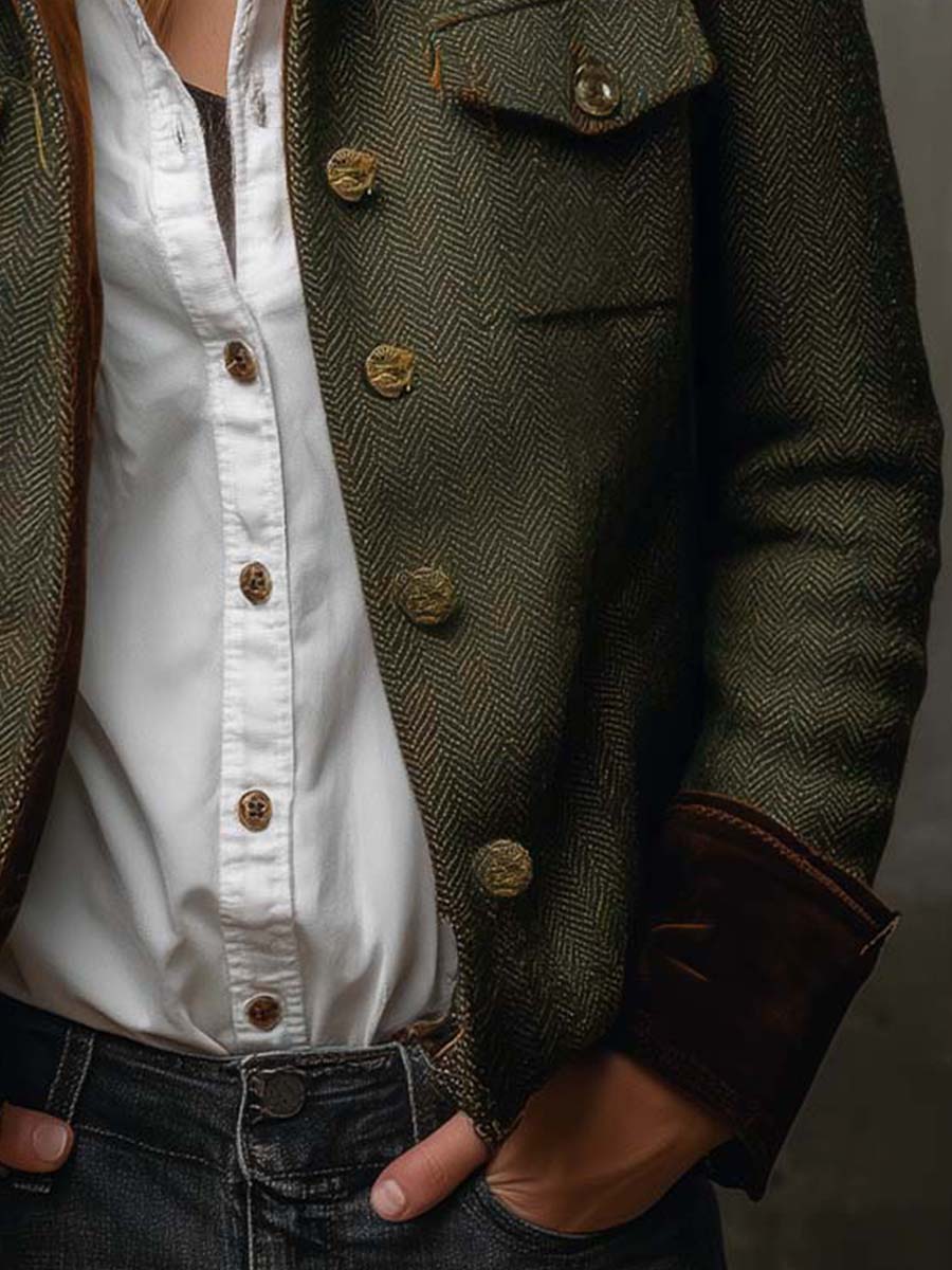 Honoria | Blazer Vintage cu Model Chevron